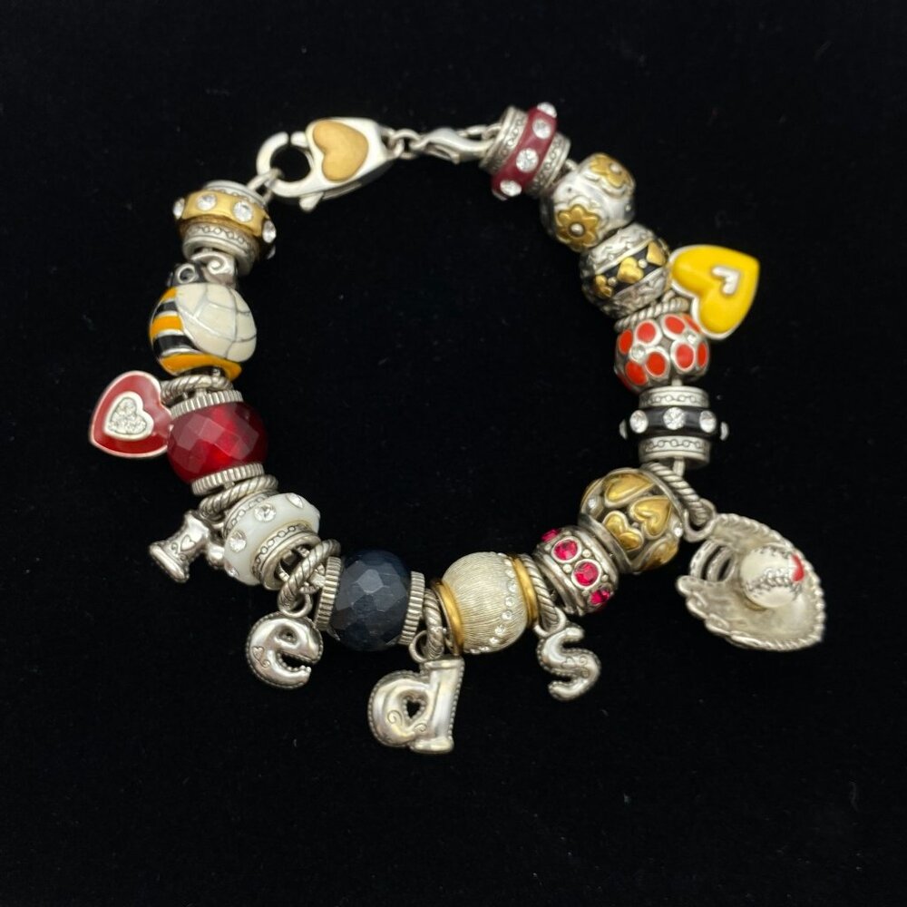 Brighton Cincinnati Red Sox charm‎ bracelet enamel 20 charms baseball hearts